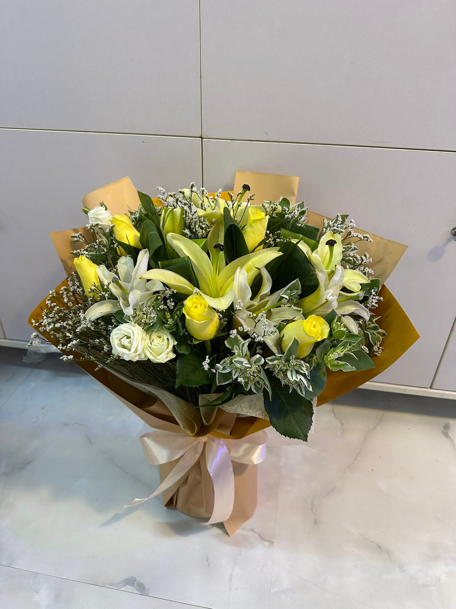 Roses and  Asiatic Lily  Bouquet