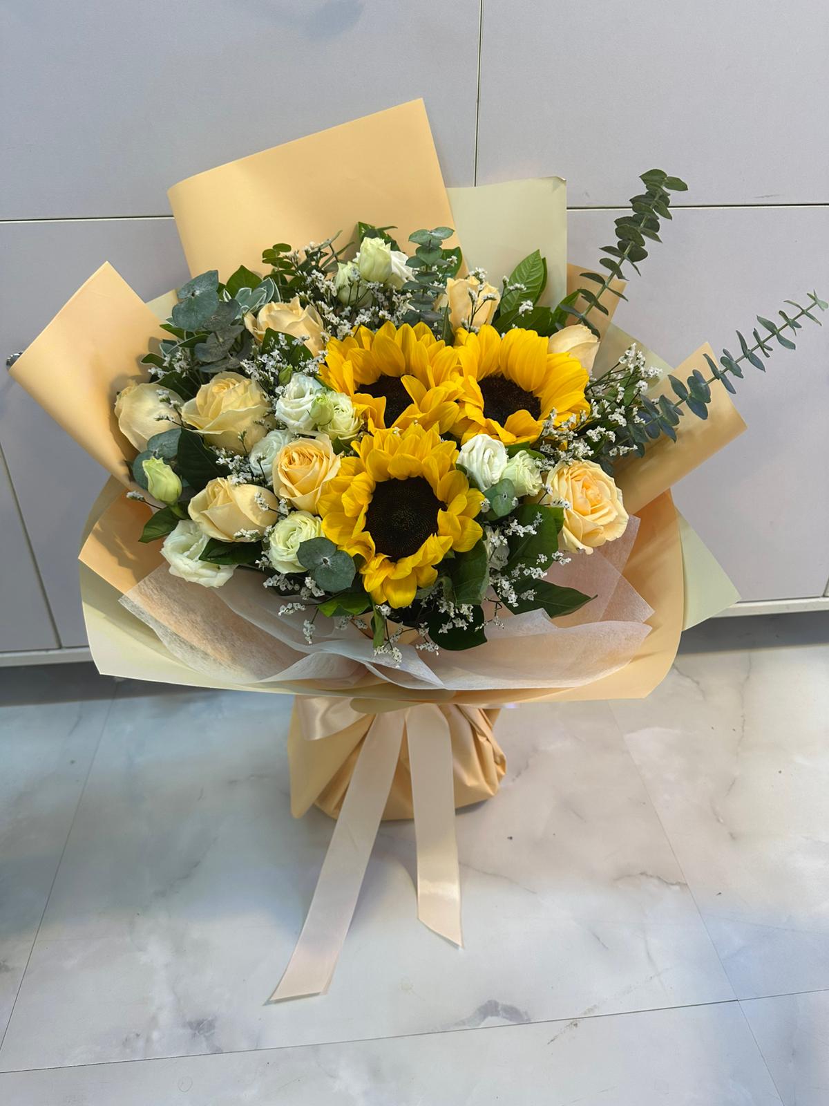 sunflower with rose