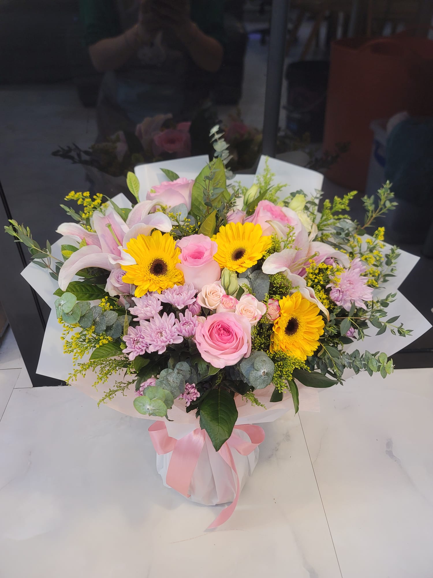 Carnation and Rose and Gerbera Bouquet