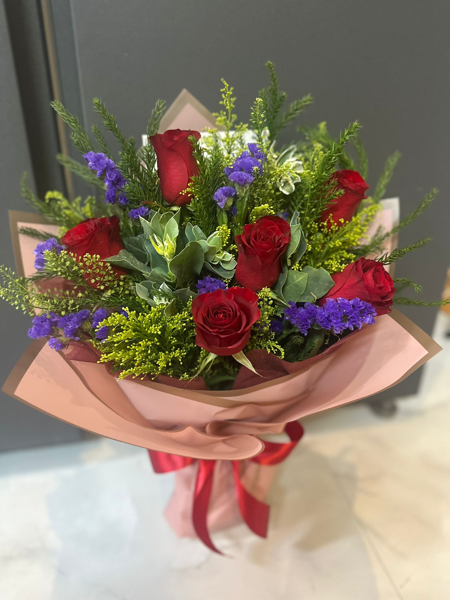 Half Dozen Roses Bouquet  Simple but Elegant